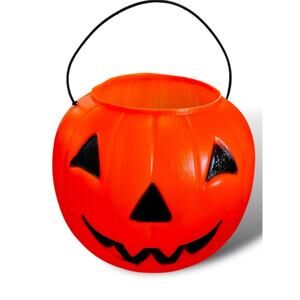 Vtg Norfolk VA Halloween Pumpkin Blow Mold Pail Bucket Made In USA